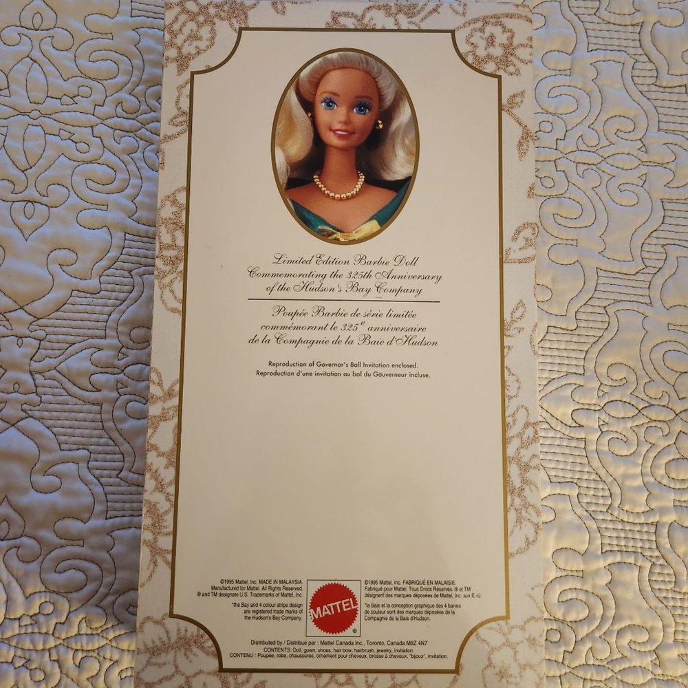 Limited Edition Barbie NRFB Hudson's Bay Governor's Ball 325th Anniversary LE